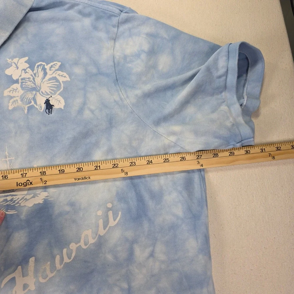 Polo Ralph Lauren Mens XXL Blue Tie Dye Aloha Hawaii Graphic Polo Shirt H567